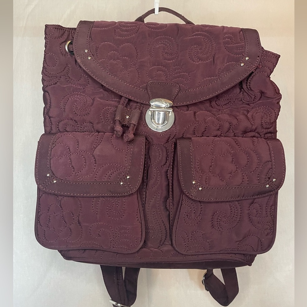 Vera Bradley Burgundy Wine Backpack Purse Like New